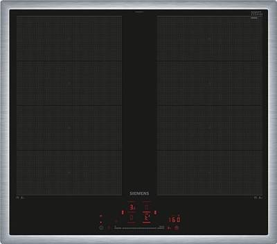 Siemens EX645HXC1E iQ700, Smartes Induktionskochfeld, 60 cm, Schwarz, Mit Rahmen aufliegend, varioInduktion, TouchSlider, Bratensensor Pro - Braten ohne Anbrenngefahr von Siemens