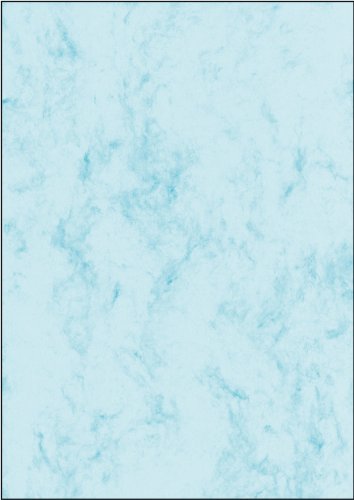 SIGEL DP261 Hochwertiges Marmor-Papier blau, A4, 100 Blatt, Motiv beidseitig, 90 g, Briefpapier, Speisekarte von Sigel