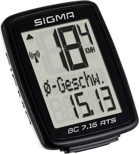 Sigma BC 7.16 ATS Fahrradcomputer, kabellos Codierte Übertragung mit Radsensor von Sigma