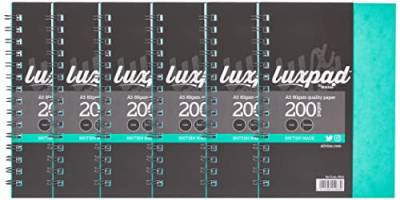 Luxpad Notizbuch, A4+, Doppeldraht, mit 200 fein linierten Seiten und robustem Deckel aus Presspappe. 6 Stück A5 von Silvine