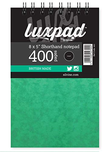 Luxpad Notizbuch, A4+, Doppeldraht, mit 200 fein linierten Seiten und robustem Deckel aus Presspappe. Einzeln 8x5" von Silvine