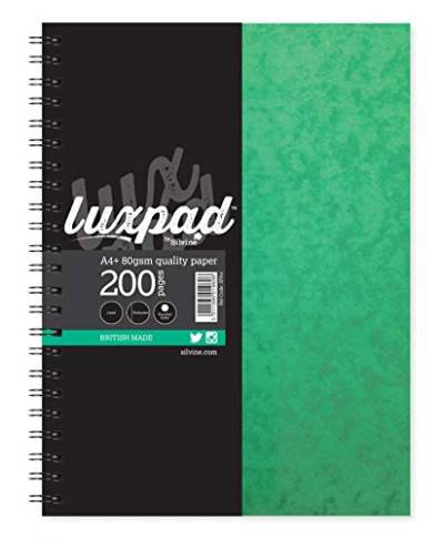 Luxpad Notizbuch, A4+, Doppeldraht, mit 200 fein linierten Seiten und robustem Deckel aus Presspappe. Einzeln A4 von Silvine