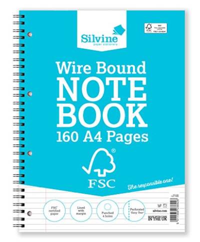 Silvine FSCTW80 Notizbuch Doppelspiralbindung FSC-Papier perforiert 104 Seiten A4 5 Stück von Silvine