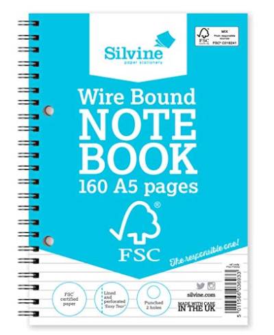 Silvine FSCTWA5 Notizbuch, A5, 2 Stück, liniert, 8 mm fein, 160 Seiten FSC-zertifiziertes Papier von Silvine