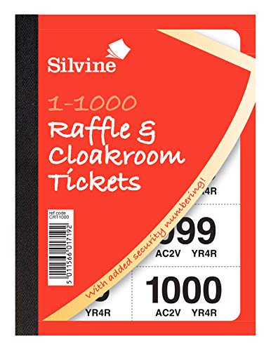 Silvine Garderoben-/Raffleetschets, nummeriert von 1-1000, mit Sicherheitsnummerierung Ref CRT1000 von Silvine