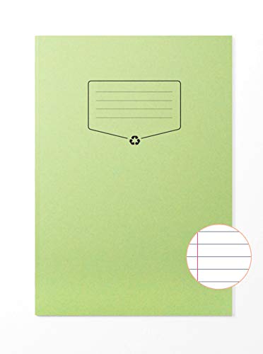 Silvine Schulheft, A4, liniert, mit Rand, 64 Seiten, Grün, 10 Stück von Silvine