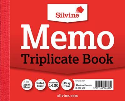 Silvine Triplicate Notizbuch, nummeriert von 1-100, mit Indexblatt (102 x 127 mm) von Silvine