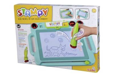 Simba 106334629038 - Kunst & Spaß Stampy Audio-Stift - Kunst & Spaß Rittafel Spielset mit vier Tierstempeln und Bleistift mit Sound, Abmessungen: 41x29 cm, Ab 3 Jahren von Simba