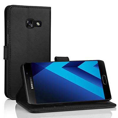 Simpeak Hülle Kompatibel für Samsung Galaxy A5 2017, Handyhülle Kompatibel mit Galaxy A5 2017 Leder Flipcase (Schwarz) von Simpeak