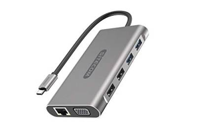 Sitecom CN-390 USB-C Multiport Pro Adapter, USB-C auf 2X USB 3.1 + 2X USB 2.0 + 2X HDMI + 1x VGA + 1x Gigabit LAN + 1x SD/Micro-SD Kartenleser von Sitecom