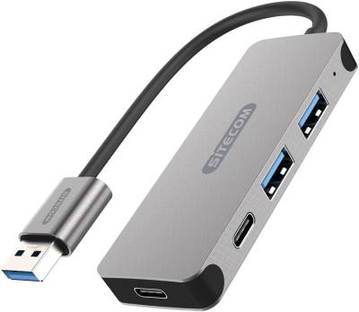 USB-A Hub 4 Port 2x USB-A 2x USB-C silber/schwarz von Sitecom