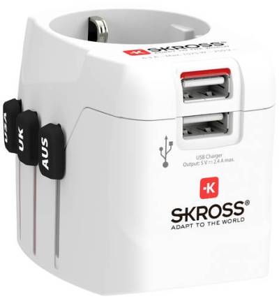 Skross 1302470 Reiseadapter Pro Light USB (2xA) -World von Skross