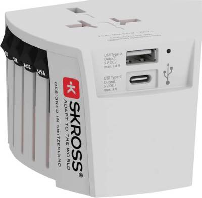 Skross 1302962 Reiseadapter MUV USB (AC) von Skross