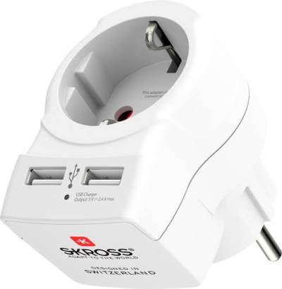 Skross 1500282 Zwischensteckdose mit USB Weiß von Skross