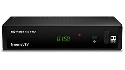 Sky vision 150 T-HD – DVB-T2 Receiver (Digitaler HD Empfänger, freenet TV, Antennen-Receiver, HEVC H.265 Decoder, HDMI, USB 2.0, LAN, SCART, DOLBY DIGITAL PLUS), Schwarz von Sky Vision