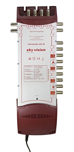 sky vision Multischalter mit integriertem Schaltnetzteil ASS98 (8 Teilnehmer, 9 Eingänge (8x SAT, 1x Terr.), 12 W max. Leistungsaufnahme im Betrieb, HDTV/UHD tauglich) von Sky Vision