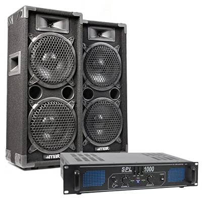 MAX28 - DJ Anfänger Set - DJ Boxen Set, inklusive Verstärker, 1000 Watt Endstufe, MAX28 Bundle 2 Lautsprecher mit Verstärker, PA Disco Boxen, Disco-Lautsprecher DJ Anlage, Komplett Set von SkyTec