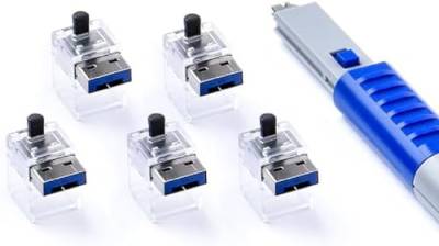 SmartKeeper ESSENTIAL / 5 x LAN Cable Locks mit 1 x Lock Key Basic / Dunkelblau von SmartKeeper