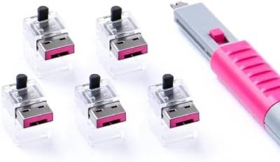 SmartKeeper ESSENTIAL / 5 x LAN Cable Locks mit 1 x Lock Key Basic / Pink von SmartKeeper