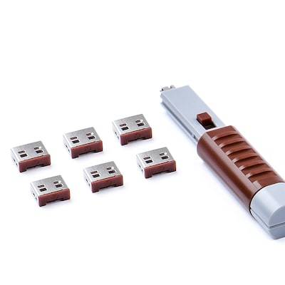 SMARTKEEPER ESSENTIAL 6x USB-A Blocker mit 1x Lock Key Basic Braun von Smartkeeper