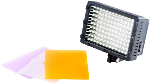 Somikon LED Fotolicht: Foto- & Videoleuchte, 126 Tageslicht-LEDs, 8 Watt, 520 Lumen, 5.500 K (Videoleuchte Akku, LED Videoleuchte mit Akku, Blitzschiene) von Somikon