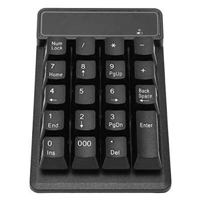 2.4G USB Wireless Numeric Keypad, 19 Keys U Type Low Noise Number Keyboard, Portable Financial Rechargeable Numeric Keypad, für Laptop PC Desktop Notebook Black Plug and Play von Sorandy