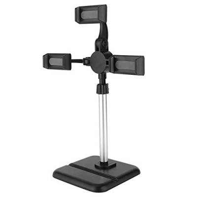 Handy-Ständer für Schreibtisch, Handy-Ständer mit 3Pcs-Telefonhalter, Höhen- und Richtungsverstellbar Desktop-Selfie-Ständer für 2,4-3,7-Zoll-Handys für Videoaufnahmen, Live-Streaming von Sorandy