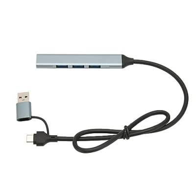 Sorandy Ultraflacher USB-Extender, 4-in-1-USB-A- und C-Hub, mit 1 X USB3.0/3 X USB2.0-Anschlüssen, USB-Splitter aus Aluminium für Desktop-Computer, PC, Drucker, Tastatur, Bis zu 5 Gbit/s von Sorandy