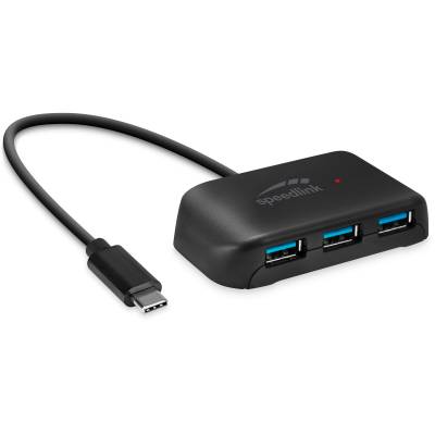 SNAPPY EVO USB Hub, 4-Port, Type-C to USB 3.0 , USB 3.1 Gen 1, USB 3.2 Gen 1 (5 Gbit-s), Schwarz von Speedlink