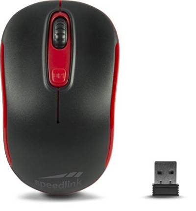 Speedlink CEPTICA Mouse Wireless - kleine Maus ohne Kabel, PC Maus kabellos für Notebook und Laptop, leicht, 2.4G USB Nano-Empfänger, dpi-Schalter bis 1600 dpi, schwarz-rot von Speedlink