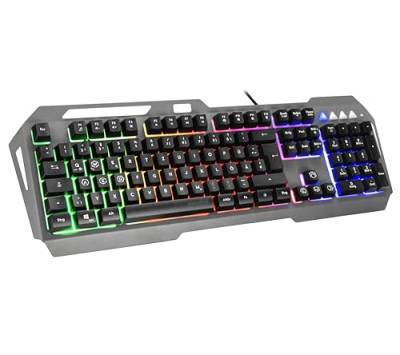 Speedlink LUNERA Rainbow Gaming Keyboard - PC Gaming Tastatur kabelgebunden, RGB Beleuchtung mit 5 Beleuchtungsmodi, Metall Oberfläche, tauschbare WASD-Tasten, DE-Layout, schwarz von Speedlink