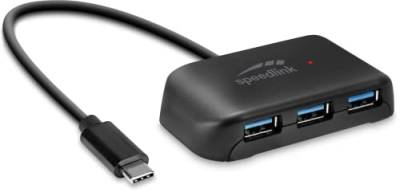 Speedlink SNAPPY EVO 4 Port USB Hub – passiver USB-C 3.1 Gen 1 Hub mit 3x USB-A und 1x USB-C für eine schnelle Datenübertragung mit bis zu 5 Gbit/s, Anschluss über USB-C, schwarz von Speedlink