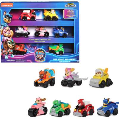 Paw Patrol: Der Mighty Kinofilm, 7-teiliges Pup Squad Racers-Geschenkset, Spielfahrzeug von Spin Master