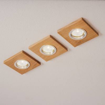 Deckeneinbauleuchte Vitar, Holz, eiche, 9,5 x 9,5cm, 3er-Set von Spot-Light