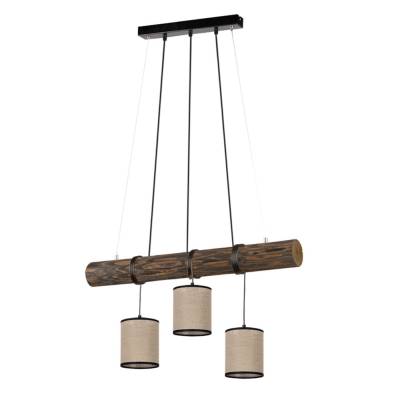 Pendellampe, Holz Stoffschirm, beige schwarz, Höhe anpassbar von Spot-Light