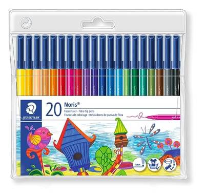 STAEDTLER Noris Club 326 WP20 Filzstifte, rund, Set mit 20 brillanten Farben, hohe Qualität, CE - kindgerecht DIN EN-71, stabile, eindrucksichere Spitze, Linienbreite ca. 1 mm von Staedtler