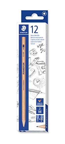 Staedtler Natur Bleistifte, Holz aus PEFC zertifizierten, nachhaltig bewirtschafteten Wäldern, Härtegrad HB, 12 Bleistifte in Kartonverpackung, 123 60-2 von Staedtler