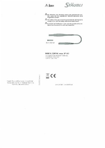 Stäubli XSMF-419 Messleitung [4mm Sicherheits-Stecker - 4mm Sicherheits-Stecker] 1.50m Blau 1St. von Stäubli