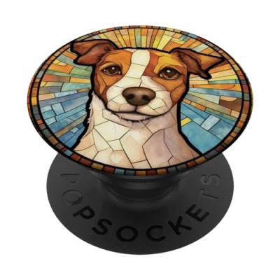 Jack Russel Terrier Hund Buntglas PopSockets mit austauschbarem PopGrip von Stained Glass Jack Russel Terrier Gifts