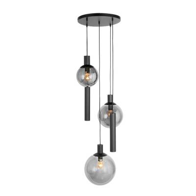 Pendelleuchte, Metall, Glas, Schwarz, LED Spots, D 60 cm von Steinhauer