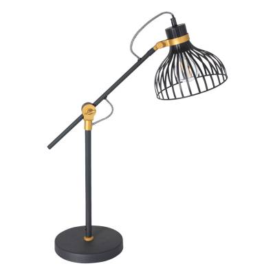 Tischlampe, Retro, Metall, schwarz gold, verstellbar, H 60cm von Steinhauer