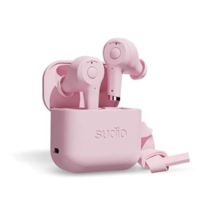 Sudio ETT True Wireless In-Ear Ohrhörer - Active Noise Cancelling (ANC), Transparency Mode, IPX5 Wasserdicht, Bis Zu 30 Stunden Spielzeit, Kabelloses Laden, für iOS,und Android (Rosa) von Sudio