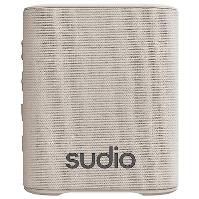 Sudio S2 Beige, Bluetooth-Lautsprecher mit lautem Klang und tiefen Bässen Lange Spielzeit IPx5 Wasserdichtes Bluetooth 5.3 TWS Pairing Tragbarer drahtloser Kompaktlautsprecher für Zuhause, draußen von Sudio