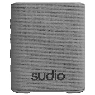 Sudio S2 Grau, Bluetooth-Lautsprecher mit lautem Klang und tiefen Bässen Lange Spielzeit IPx5 Wasserdichtes Bluetooth 5.3 TWS Pairing Tragbarer drahtloser Kompaktlautsprecher für Zuhause, draußen von Sudio
