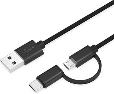 Superer 2 in 1 Micro USB und Typ C Kabel, Schnellladekabel passend für Lenovo Tab Yoga Smart Tab Full HD 10,1 Zoll, M8 8 Zoll Tablet QC3.0 3A 1.5M Datenkabel Cable von Superer