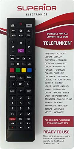 Superior Electronics SUPTRB018 Universal-Ersatzfernbedienung für alle Fernseher und Smart-TVs der Marke „Telefunken & Vestel“ von Superior Electronics
