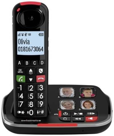 SwissVoice Xtra 2355 Schnurloses Seniorentelefon Anrufbeantworter, Foto-Tasten, Freisprechen, für H von Swissvoice