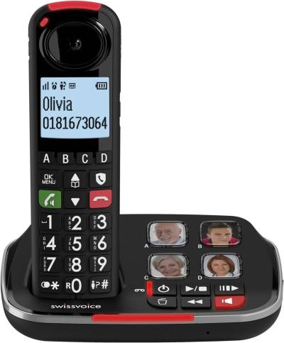 Xtra 2355 schnurloses Seniorentelefon mit AB schwarz von Swissvoice