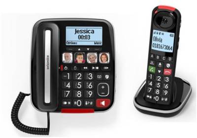 Xtra 3355 Combo schnurgebundenes Seniorentelefon mit AB und Mobilteil schwarz von Swissvoice