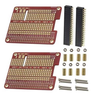 2 Sets GPIO Breakout DIY Breadboard PCB Shield Red Expansion Board Kit kompatibel mit Raspberry Pi 4 3 2 B + A+ von Switian